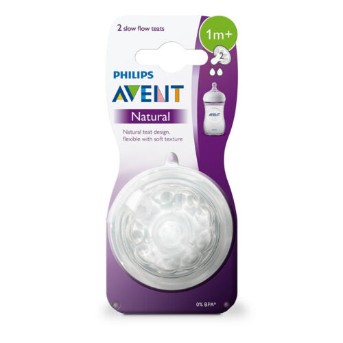 Avent Natural Slow Flow Twin Pack Teats 1 Month